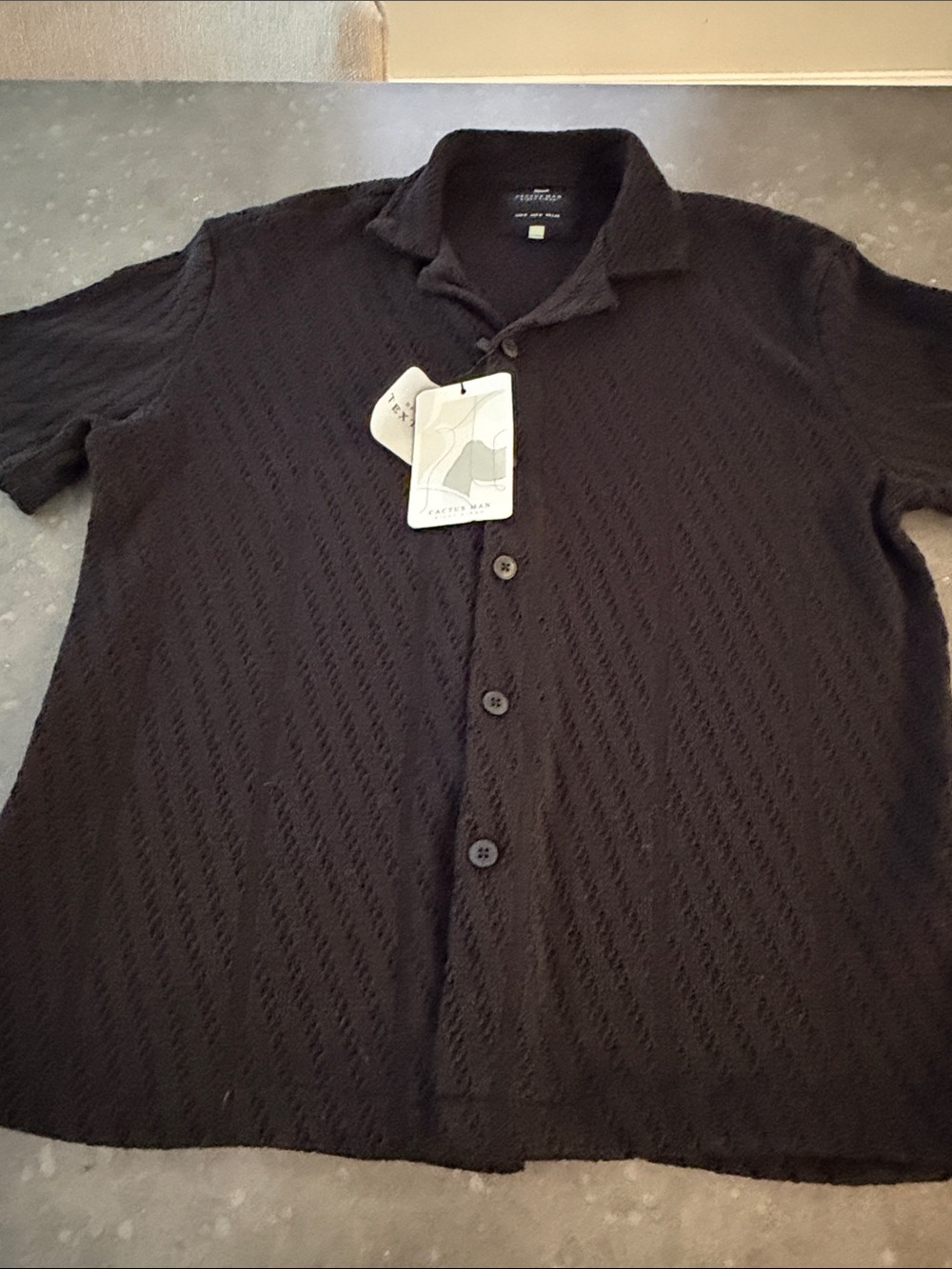 Casual Short-Sleeve Button-Down Shirt in Black